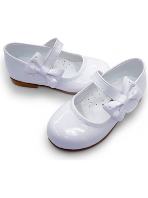 Beebron Ortopedik Kız Babet Bebek Balerin Ayakkabısı Glossy Series CF2501 Rugan Beyaz 21