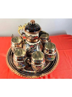 6lı Ayran ve Meşrubat Bardağı ve Sürahi Yuvarlak Tepsi