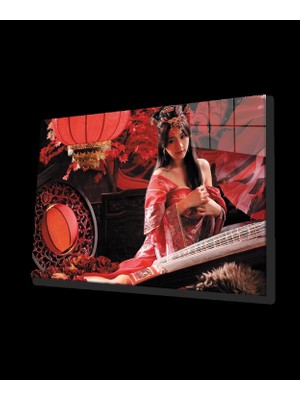 Kadınlar Kırmızı Hanfu Antik Elbise Cam Tablo