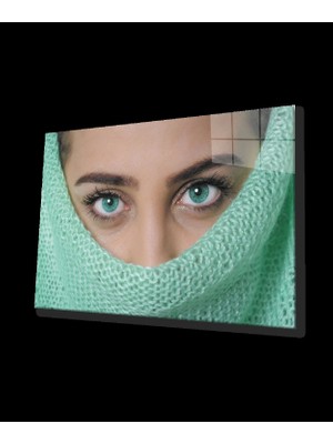 Kadınlar Turkuaz Göz Cam Tablo Women Turquoise Eye