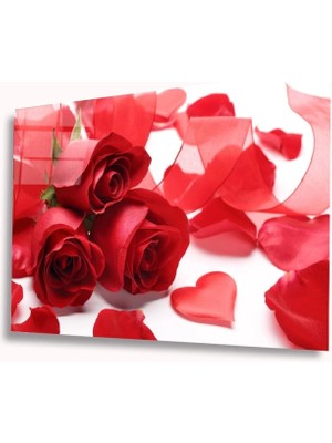 Miraaxx Kalpli Güller Cam Tablo