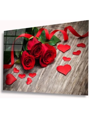 Kalpler ve Güller Cam Tablo