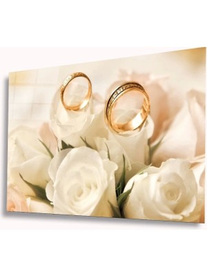 Beyazgüller ve Alyanslar Cam Tablo