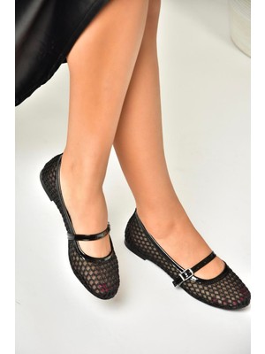 Fox Shoes U726954015 Siyah File Kadın Babet