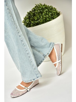 Fox Shoes U726954015 Beyaz File Kadın Babet