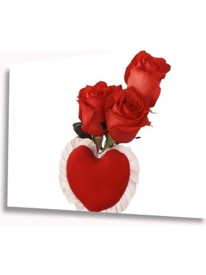Kalp ve Gül Cam Tablo