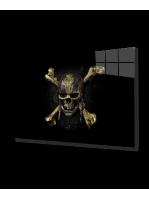 Kurukafa Illüstrasyon Cam Tablo Illustration  Skull Art