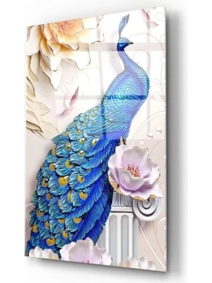 Tavus Kuşu Cam Tablo