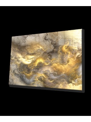 Altın Soyut Illüstrasyon Cam Tablo