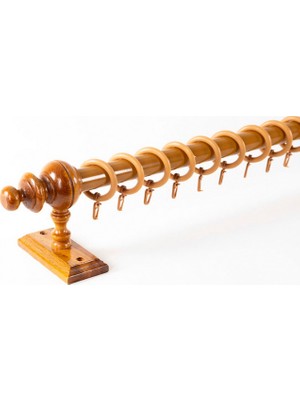 Meşe 150 cm Raysız Rustik Perde Askı Seti (Ahşap Başlık ve Aluminyum Boru)