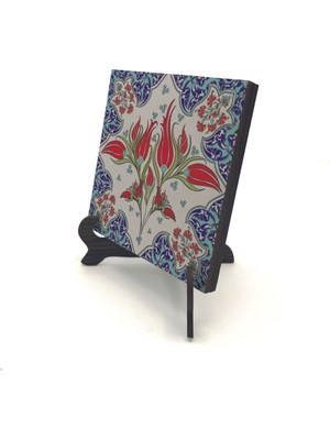Osmanlı Iznik Çini Deseni Baskılı Mdf Masaüstlük 10X10