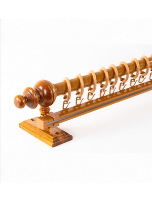 Meşe 125 cm Tekraylı Rustik Perde Askı Seti (Ahşap Başlık ile Aluminyum Boru ve Ray)