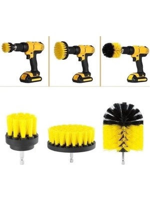 Ett Matkap Ucuna Takılan 3'lü Fırça  Temizlik Seti