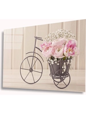 Bisiklette Güller Cam Tablo