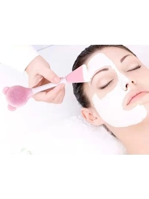 Silikon Yüz Temizleme Fırçası ve Maske Uygulama Spatulası
