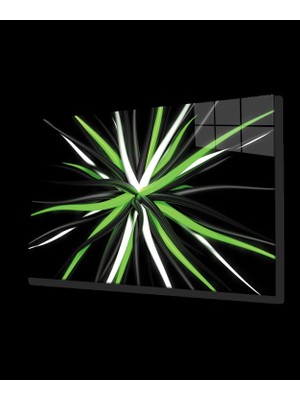 Yeşil Beyaz Siyah Cam Tablo    Green White Black