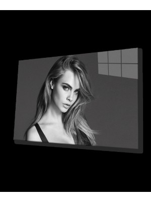 Siyah Beyaz Insan Fotoğrafları Kadın Cam Tablo