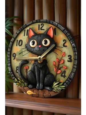 Sessiz Yuvarlak Ahşap Duvar Saati, Kuvars Hareketli 2d SDW002 Kutup Ayısı Desen