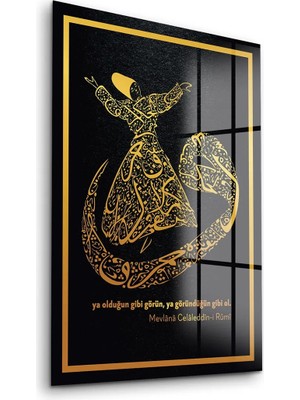 Taulart Mevlana Dini Islami Kırılmaz Lüks Cam Tablo Ev Iş Yeri Hediyesi Cam Tablo
