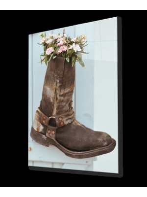 Bohem Tarzı Çizme Saksı Görselli Tablo