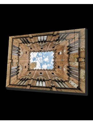 Kahverengi  Pencereli   Geometrik  Bina Tablo