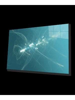 Turkuaz Yeşil Soyut Cam Tablo   Turquoise Green Abstract