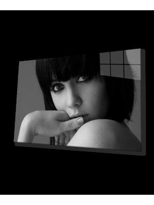 Siyah Beyaz Insan Fotoğrafları Kadın Cam Tablo