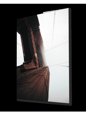 Geometrik Mimari Kahverengi  Beyaz Cam Tablo  White Brown