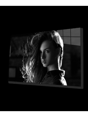Siyah Beyaz Insan Fotoğrafları Kadın Cam Tablo
