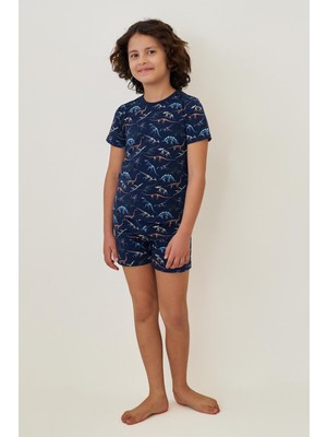 Katia & Bony Erkek Çocuk Dinazor Desenli Şortlu Pijama Takımı