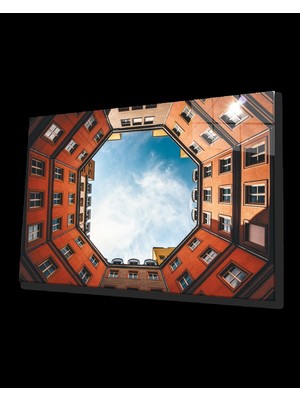 Geometrik Şekilli Turuncu Bina  Tablo