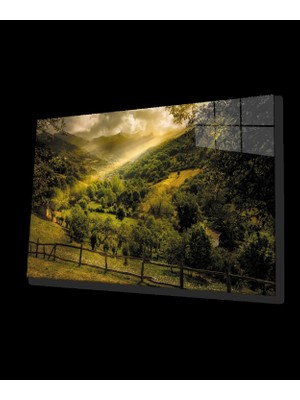 Yeşil Manzara Doğa Cam Tablo