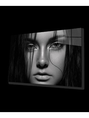 Siyah Beyaz Insan Fotoğrafları Kadın Cam Tablo
