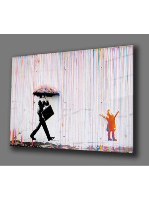 Şemsiyeli  Adam ve Çocuk Tablo Tablo