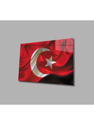 Dalgalanan Türk Bayrağı Cam Tablo Waving Turkish Flag