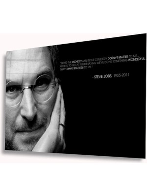 Siyah Beyaz Insan Fotoğrafları Steve Jobs Cam Tablo