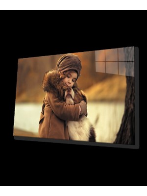 Çocuk ve Köpek Cam Tablo