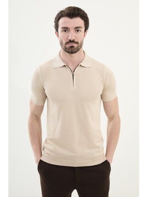 Triko Polo Fermuarlı Yaka