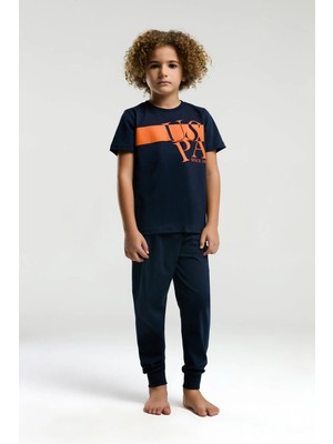 U.s. Polo Assn. US2016 Lacivert Pamuklu Erkek Çocuk Kısa Kollu Pijama Takımı