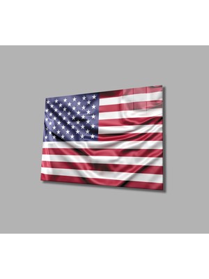Amerika Bayrağı Cam Tablo  America Flag