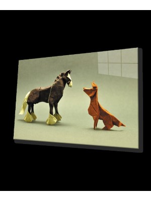 Origami Hayvanlar Cam Tablo