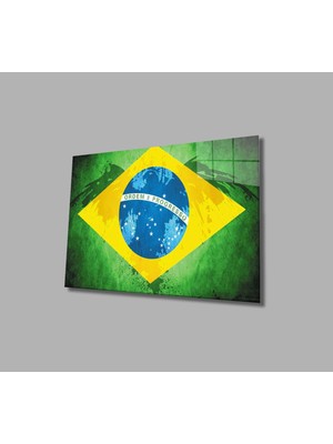 Brezilya Bayrağı Cam Tablo Brazil Flag