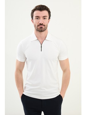 Penye Polo Fermuarlı Yaka