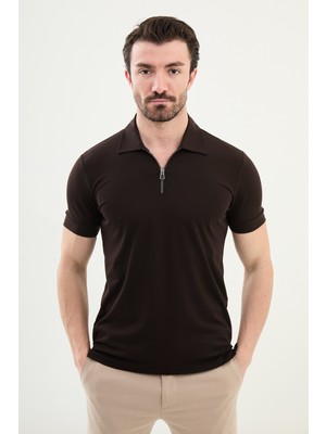 Penye Polo Fermuarlı Yaka