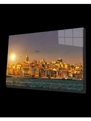 Istanbul Galata Manzarası Cam Tablo