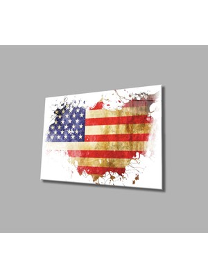 Amerika Bayrağı Cam Tablo  America Flag