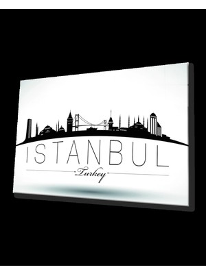 Istanbul Turkey Yazılı Siyah Beyaz Cam Tablo