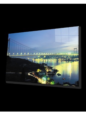 Istanbul Gece Boğaz Köprüsü Manzarası Cam Tablo