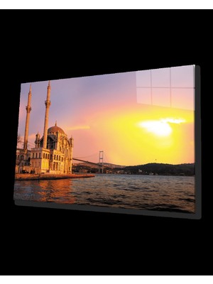 Istanbul Gün Batımı Ortaköy Camii Cam Tablo