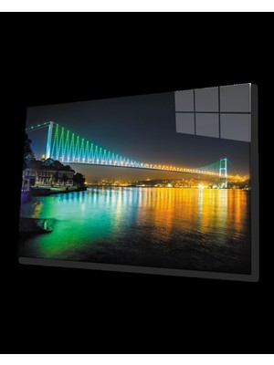 Istanbul Gece Boğaz Köprü Cam Tablo
